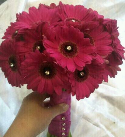 Eileen Jenkins bright pink gerbera wedding tie